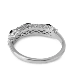 9ct White Gold Sapphire and Diamond Cluster Band Ring