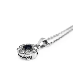9ct White Gold Sapphire and Diamond Daisy Necklace