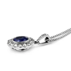 18ct White Gold Sapphire and Diamond Daisy Style Necklace