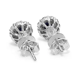 18ct White Gold Sapphire and Diamond Halo Stud Earrings