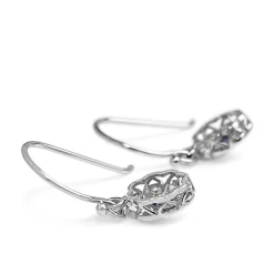 9ct White Gold Sapphire and Diamond Daisy Drop Earrings