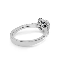 18ct White Gold Sapphire and Diamond Heart Halo Ring