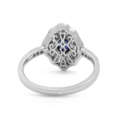 18ct White Gold Sapphire and Diamond Deco Style Ring