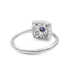 18ct White Gold Sapphire and Diamond Deco Style Ring
