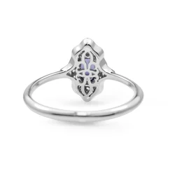 18ct White Gold Sapphire and Diamond Deco Style Ring