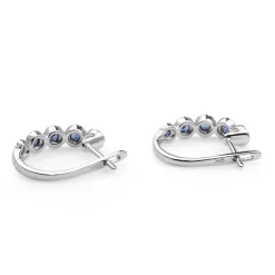9ct White Gold Sapphire and Diamond Hoop Earrings