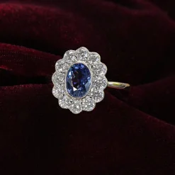 18ct White Gold Sapphire and Diamond Daisy Ring