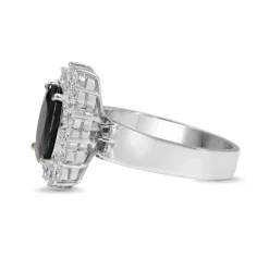 18ct White Gold Sapphire and Diamond Halo Cluster Ring