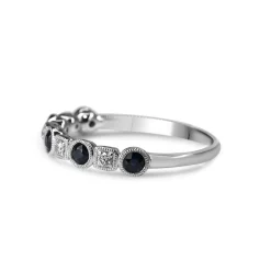9ct White Gold Sapphire and Diamond Band Ring