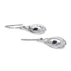 9ct White Gold Sapphire Art Deco Style Earrings