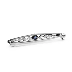 9ct White Gold Sapphire Deco Vintage Brooch