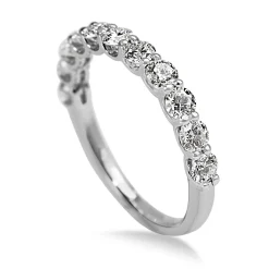 9ct White Gold Shared Claw Diamond Band
