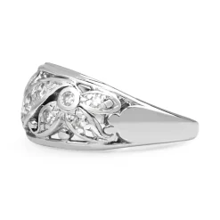 18ct White Gold Single Cut Diamond Floral Ring
