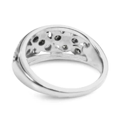 18ct White Gold Single Cut Diamond Floral Ring