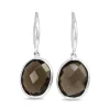 9ct White Gold Smokey Quartz Drop Earrings