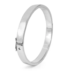 9ct White Gold Solid Oval Hinged Bangle