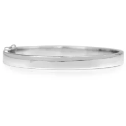 9ct White Gold Solid Oval Hinged Bangle