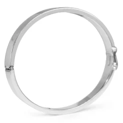 9ct White Gold Solid Oval Hinged Bangle