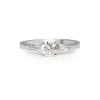 18ct White Gold Solitaire and Baguette Diamond Ring
