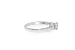 18ct White Gold Solitaire and Baguette Diamond Ring