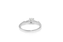 18ct White Gold Solitaire and Baguette Diamond Ring