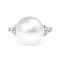 18ct White Gold South Sea 12mm Pearl and Diamond Ring