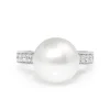18ct White Gold South Sea 11mm Pearl and Diamond Ring