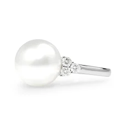 18ct White Gold South Sea 12mm Pearl and Diamond Ring