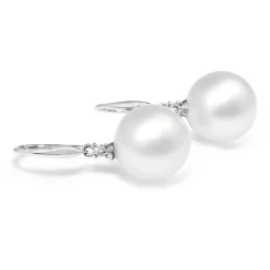 18ct White Gold South Sea 14.5mm Pearl and Diamond Earrings
