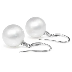 18ct White Gold South Sea 14.5mm Pearl and Diamond Earrings