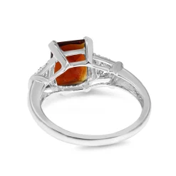 14ct White Gold Spessartine Garnet and Diamond Ring