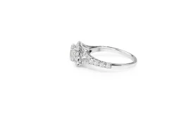 18ct White Gold Split Shoulder Halo Ring