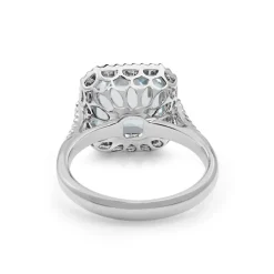 18ct White Gold Square Aquamarine and Diamond Halo Ring