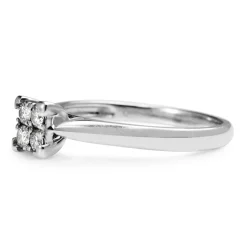 9ct White Gold Square Cluster Diamond Ring
