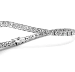 14ct White Gold Square Set Diamond Tennis Bracelet