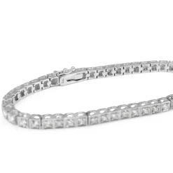 14ct White Gold Square Set Diamond Tennis Bracelet