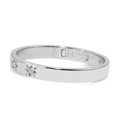 18ct White Gold Star Set Diamond Band Ring