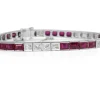 14ct White Gold Synthetic Ruby and Diamond Bracelet