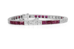 14ct White Gold Synthetic Ruby and Diamond Bracelet