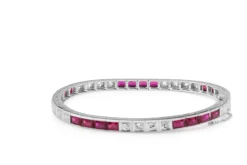 14ct White Gold Synthetic Ruby and Diamond Bracelet