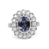 18ct White Gold Tanzanite and Diamond Daisy Ring