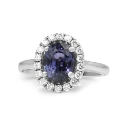 18ct White Gold Tanzanite and Diamond Halo Ring