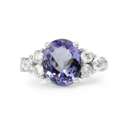 18ct White Gold Tanzanite and Diamond Ring