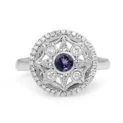 9ct White Gold Tanzanite and Diamond Cluster Ring