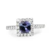 18ct White Gold Tanzanite and Diamond Halo Ring