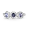 9ct White Gold Tanzanite and Diamond Triple Halo Ring