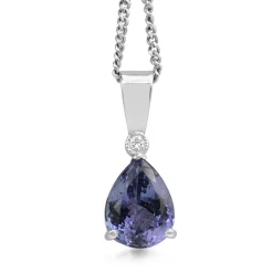 18ct White Gold Tanzanite and Diamond Pendant