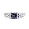 9ct White Gold Tanzanite and Diamond East West Ring