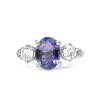 18ct White Gold Tanzanite and Diamond 3 Stone Ring