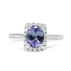 18ct White Gold Tanzanite and Diamond Halo Ring